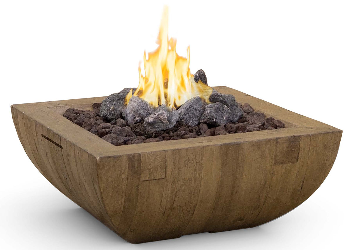 American Fyre Designs 36&quot; Reclaimed Wood Bordeaux Square Fire Bowl