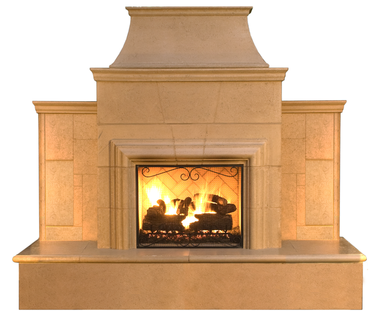 American Fyre Designs 110&quot; Vent-Free Grand Cordova Fireplace With Rectangle Extended Bullnose Hearth