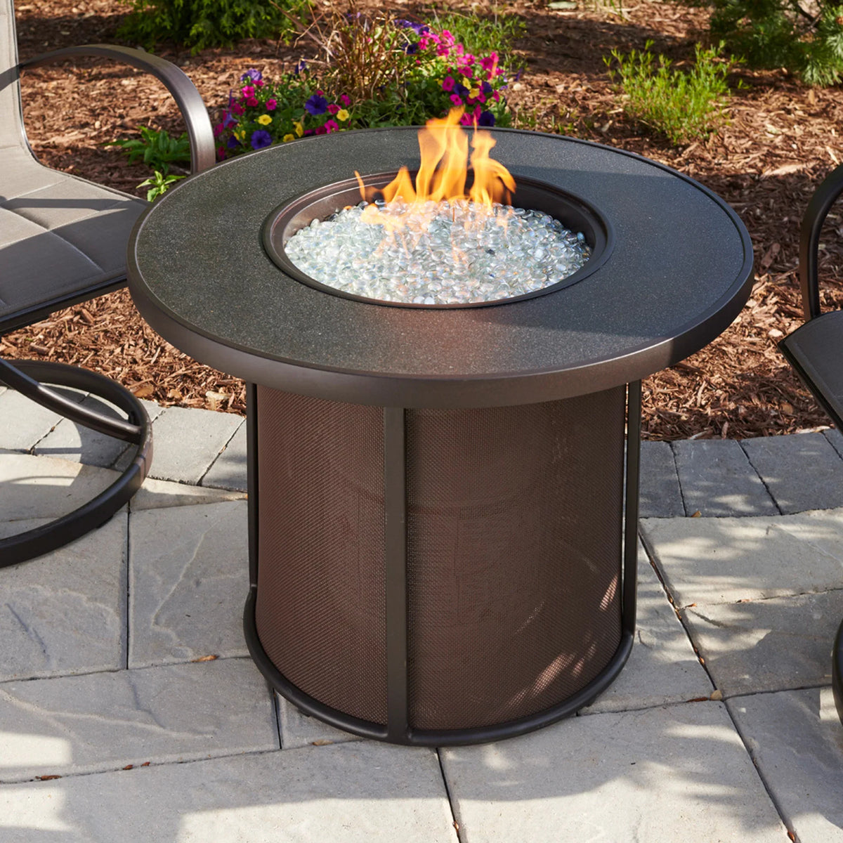 Outdoor GreatRoom Company Brown Stonefire Round Gas Fire Pit Table