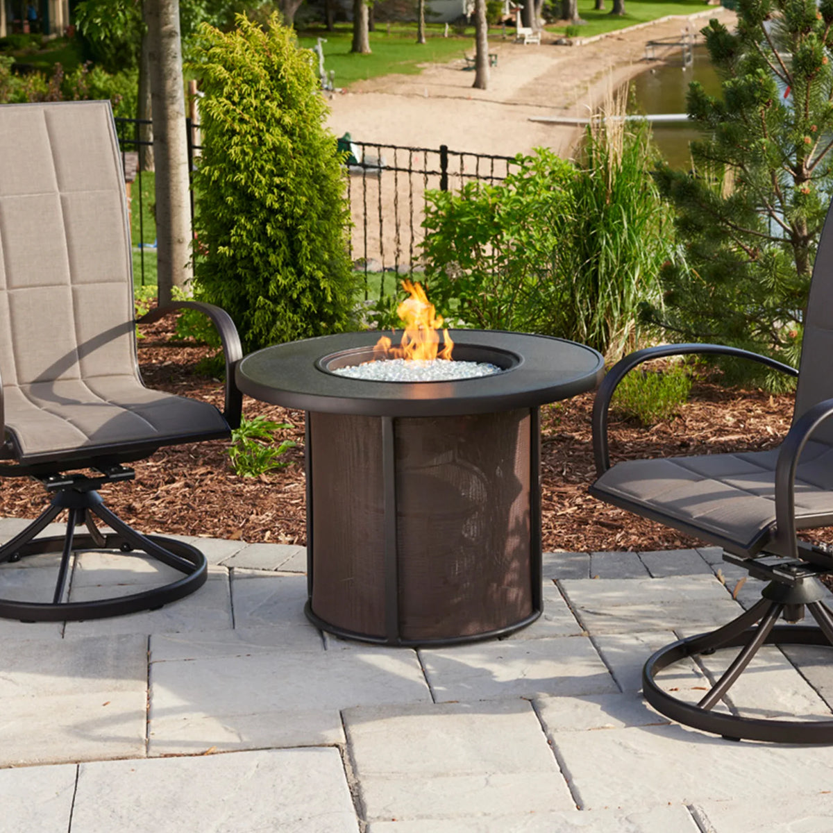 Outdoor GreatRoom Company Brown Stonefire Round Gas Fire Pit Table