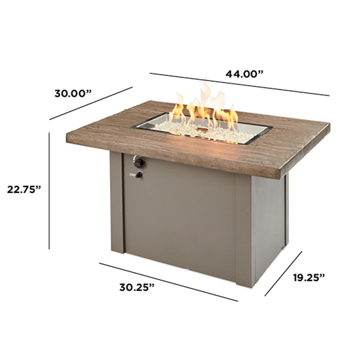 Outdoor GreatRoom Company Driftwood Havenwood Rectangular Gas Fire Pit Table