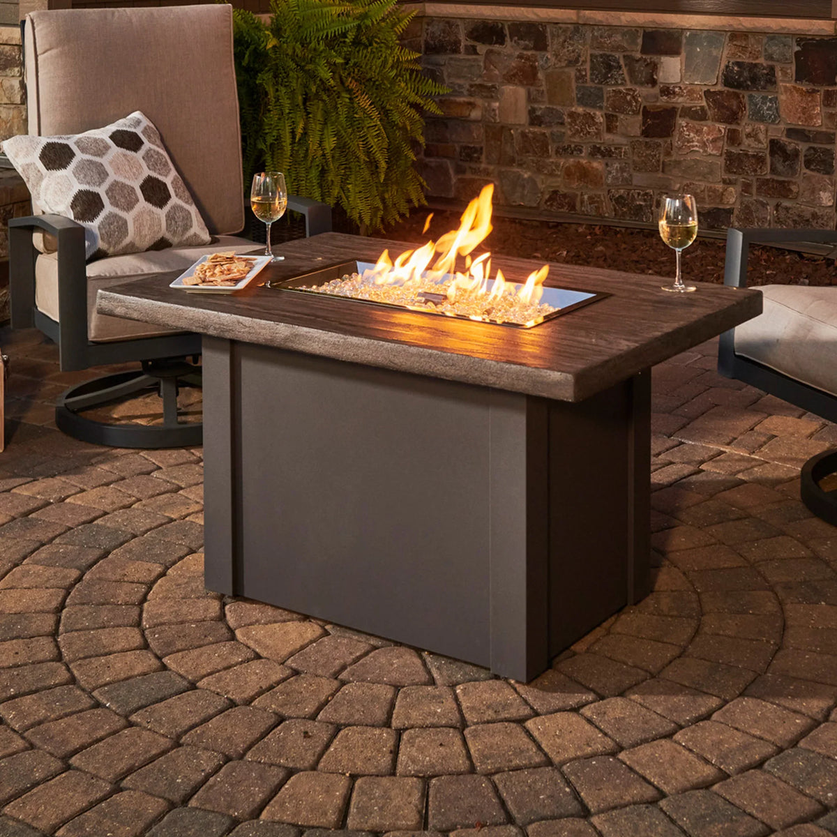 Outdoor GreatRoom Company Driftwood Havenwood Rectangular Gas Fire Pit Table