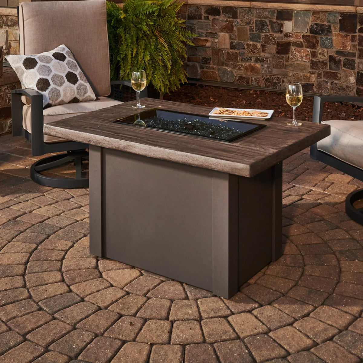 Outdoor GreatRoom Company Driftwood Havenwood Rectangular Gas Fire Pit Table