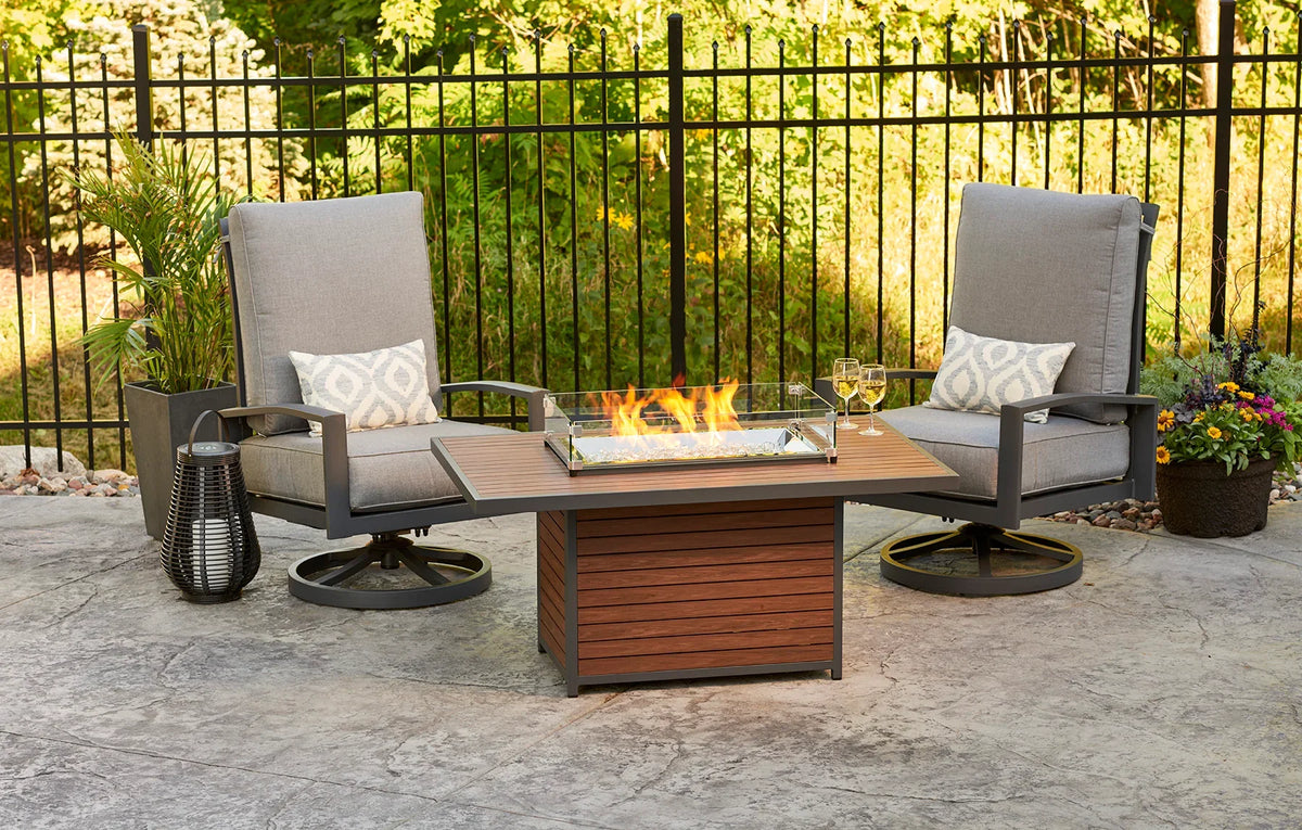 Outdoor GreatRoom Company Kenwood Rectangular Chat Height Gas Fire Pit Table