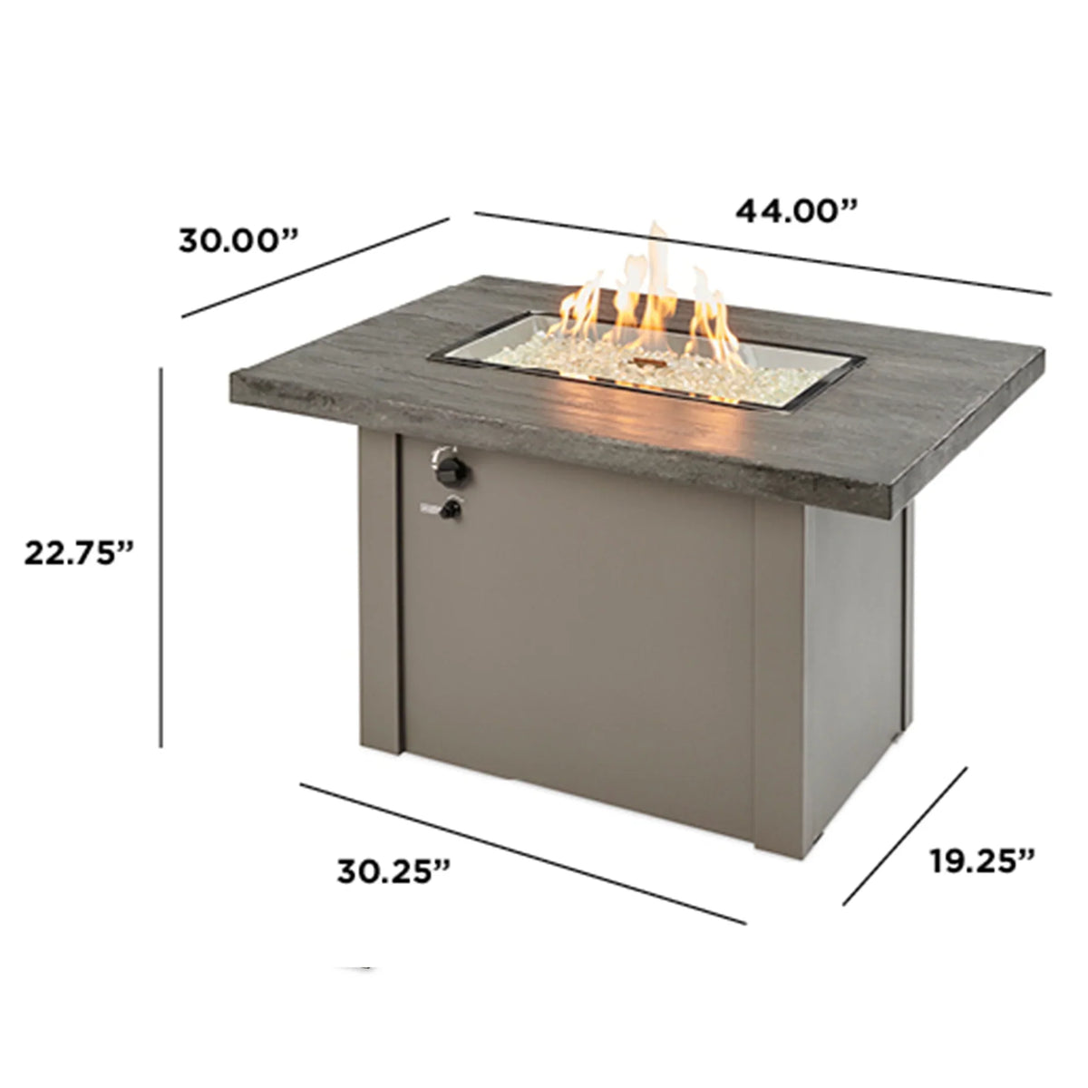 Outdoor GreatRoom Company Stone Grey Havenwood Rectangular Gas Fire Pit Table