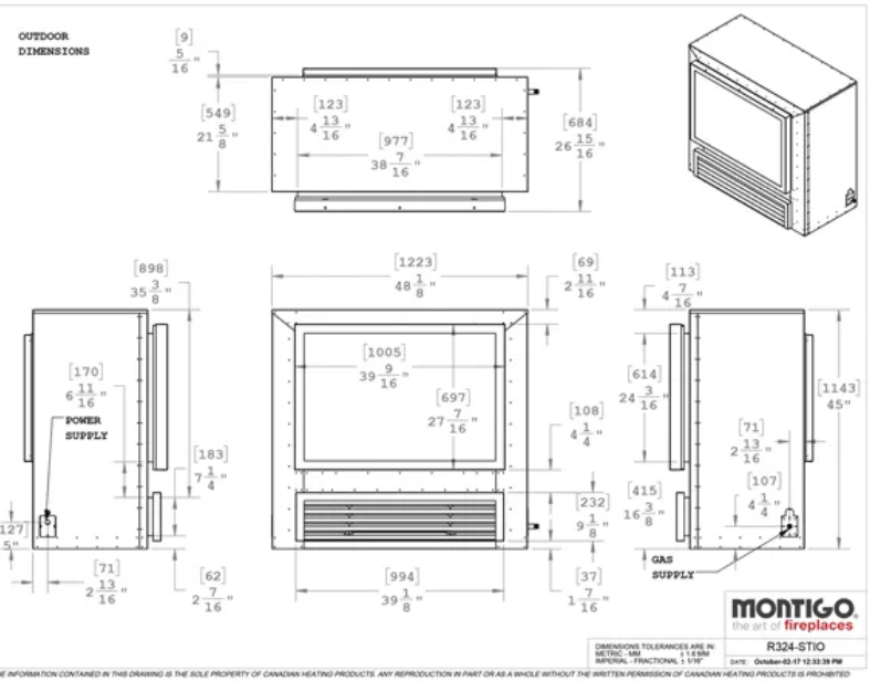 Montigo Exemplar R324STIO Double Sided Fireplace