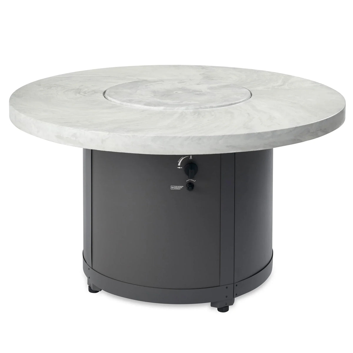 Outdoor GreatRoom Company White Onyx Beacon Round Gas Fire Pit Table