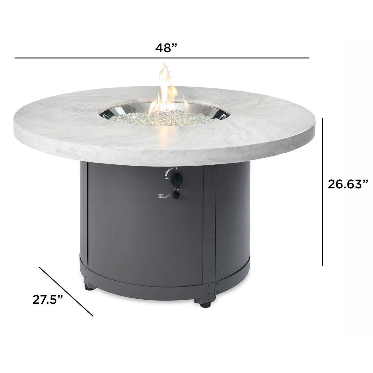 Outdoor GreatRoom Company White Onyx Beacon Round Gas Fire Pit Table