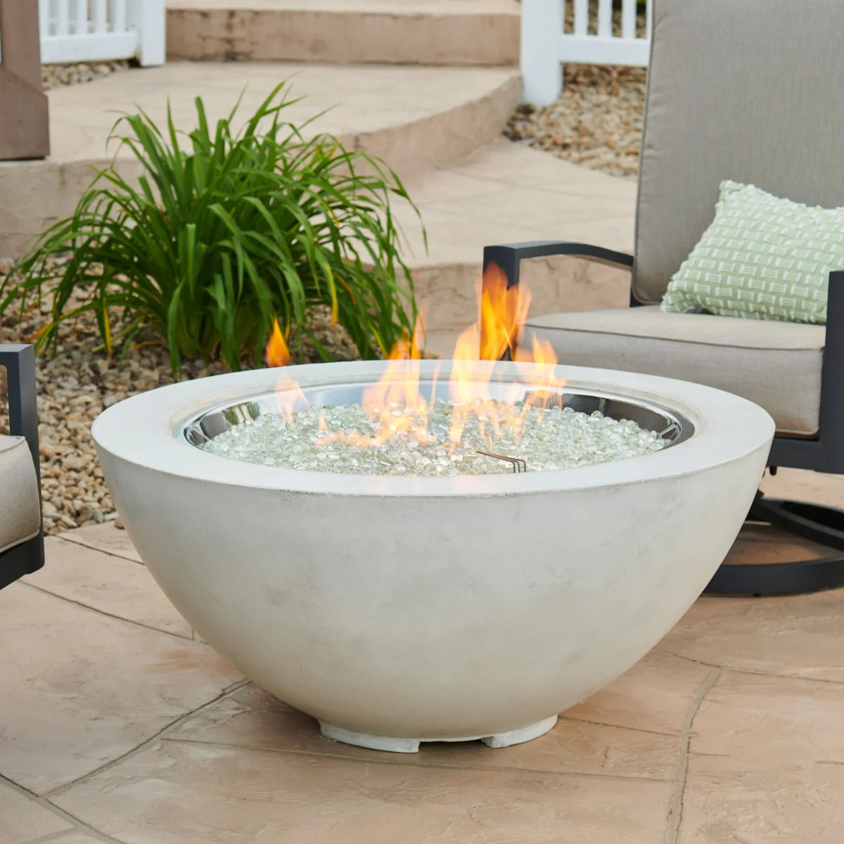 Outdoor GreatRoom Company White Cove 42&quot; Round Gas Fire Pit Bowl