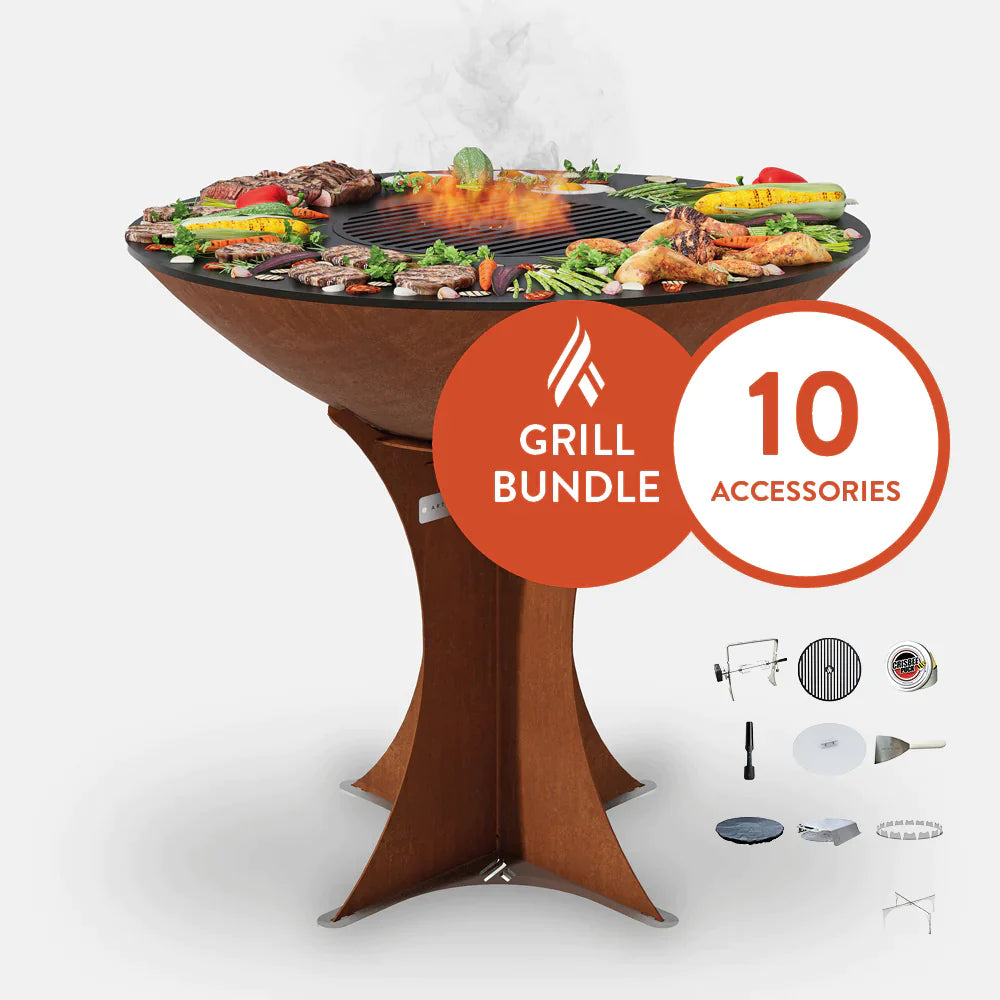 Arteflame Classic 40&quot; Grill with Euro Base Home Chef Max Bundle With 10 Grilling Accessories.