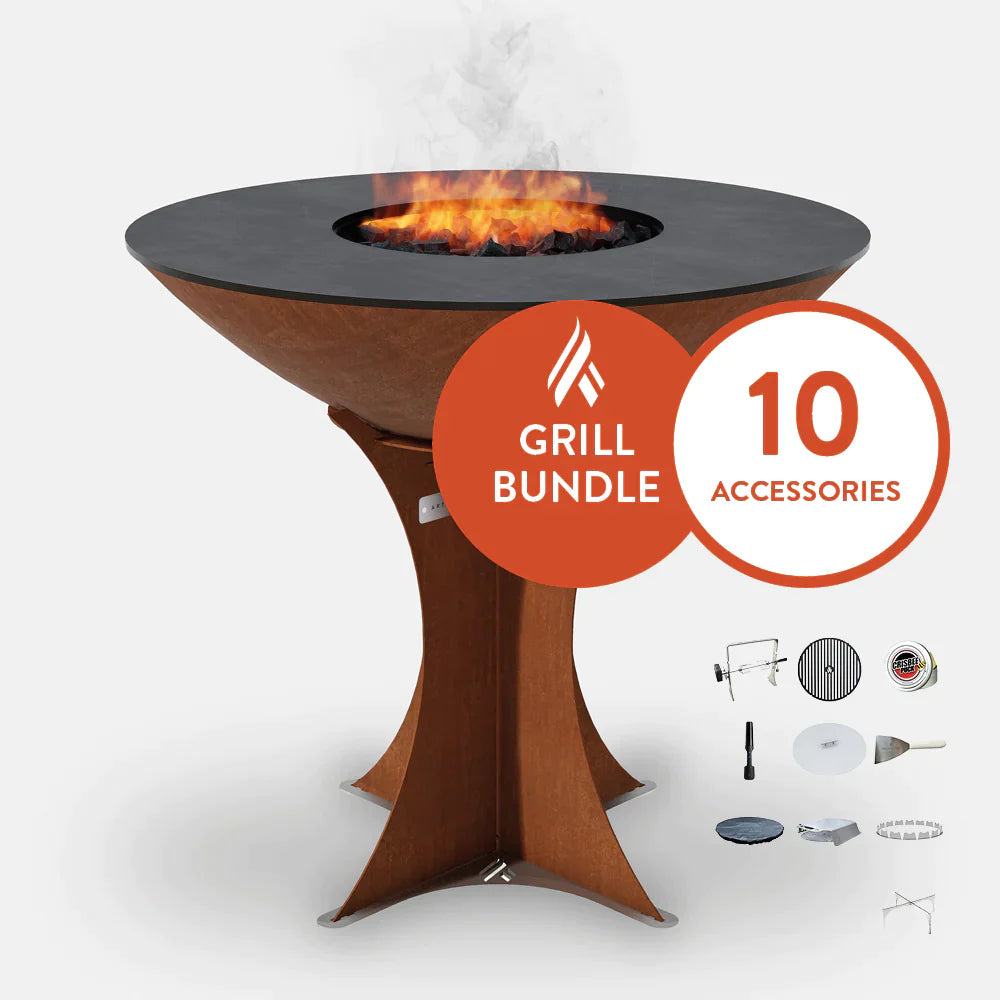 Arteflame Classic 40&quot; Grill with Euro Base Home Chef Max Bundle With 10 Grilling Accessories.