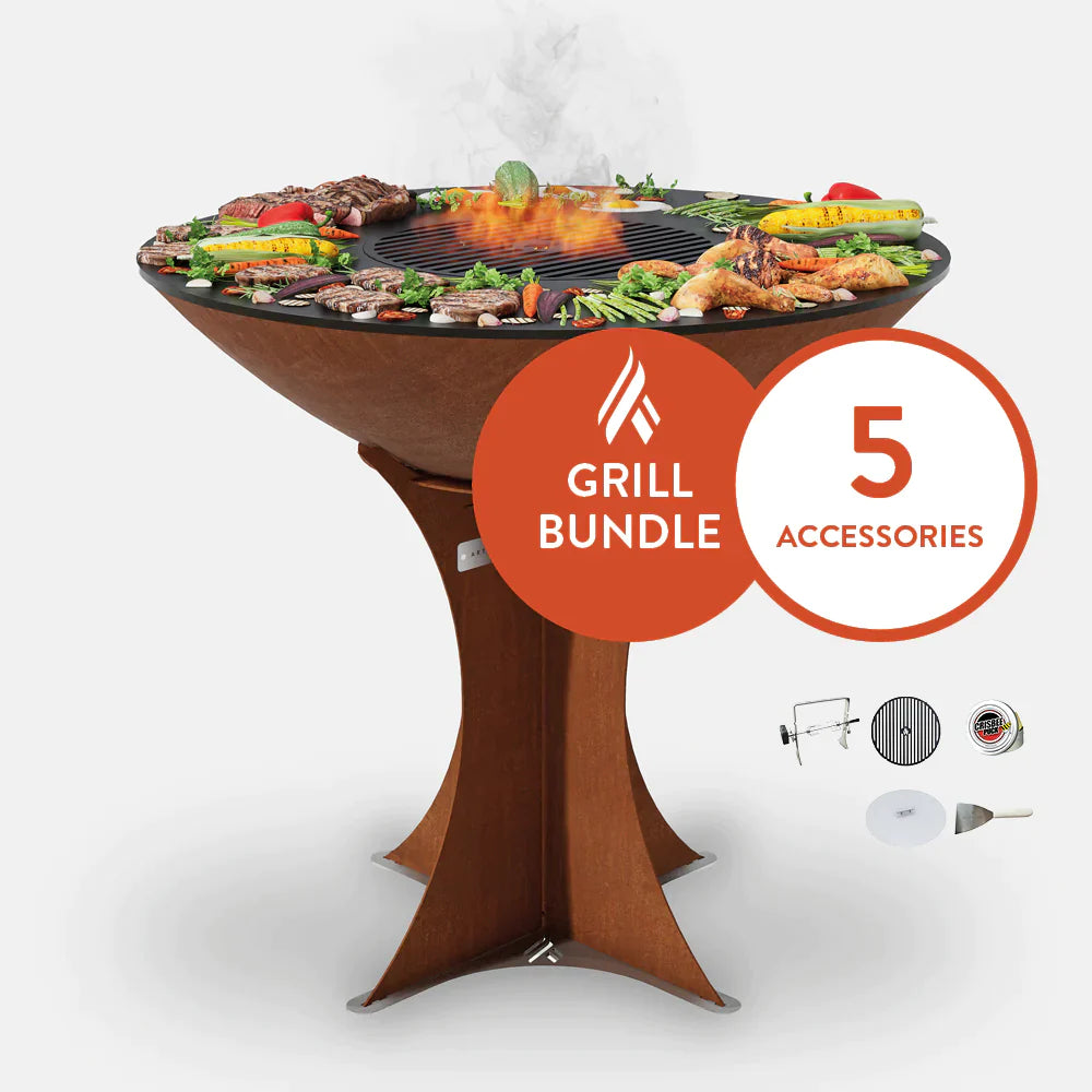 Arteflame Classic 40&quot; Grill with Euro Base Home Chef Bundle With 5 Grilling Accessories.