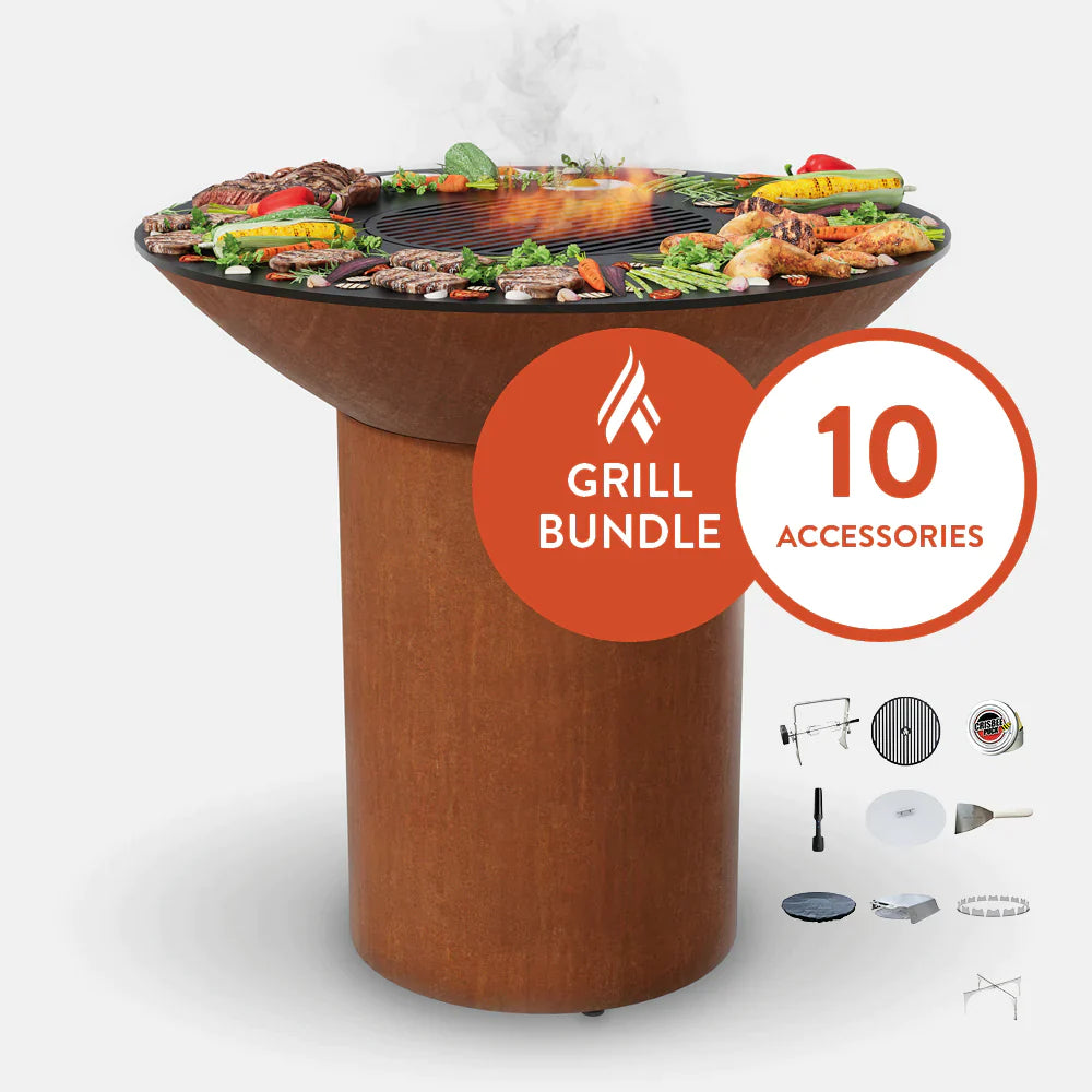 Arteflame Classic 40&quot; Grill with a High Round Base Home Chef Max Bundle With 10 Grilling Accessories.