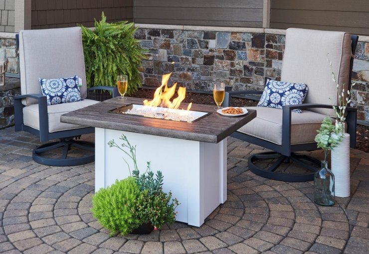 Outdoor GreatRoom Company Driftwood Havenwood Rectangular Gas Fire Pit Table